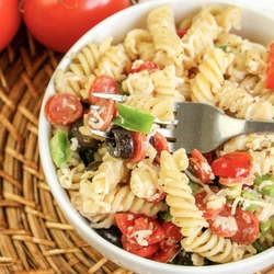 Salads - Rotini noodles pepperoni italian dressing pasta salad recipes